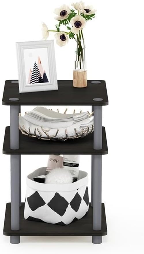 Furinno JAYA Side Table Set of 2, 2-Tier Round Modern End Table with Oval Tabletop, Night Stand, Bedside Table with Open Shelf, for Living Room, Bedroom, Walnut - Image 4