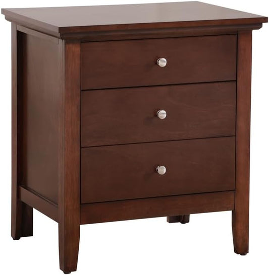 HomeStock Old World Charm Nightstand - Dovetailed Drawers for Bedroom Storage, Stylish Nickel Hardware, Painted Nightstand, Floor Mountable Capuccino/3 Drawer by Homestock