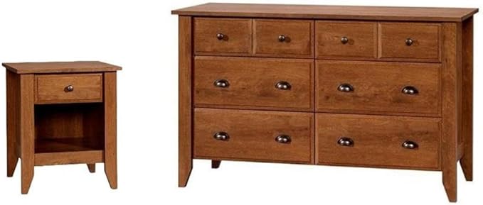 Home Square 2 Piece Bedroom Set with Dresser and Nightstand in Oiled Oak