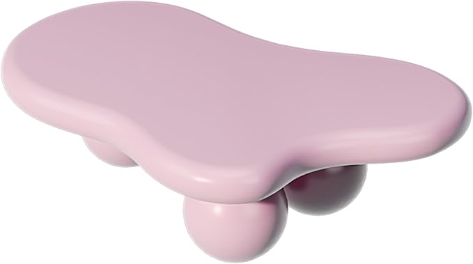 47.2" Cloud Coffee Table with 3 Ball Legs, Modern Irregular Center Table for Living Room, Low Cute Small MDF Tea Table for Bedroom, Space Apartment-Pink