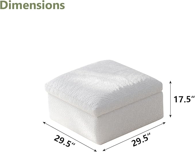 Ottoman Modular Sectional Sofa Boneless Cloud Ottoman,Footstool, Comfy Seating Experience Foot Rest Stool, Foot Rest Under Desk for Living Room Bedroom, White