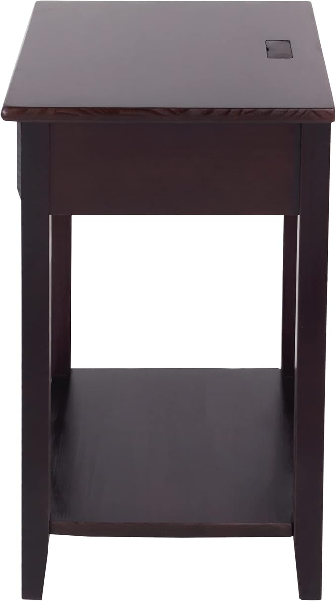 Casual Home Owl Night Stand with USB Port Charging Station and Drawer, 17.5"W x 14.25"D x 24.5"H, Espresso - Image 16
