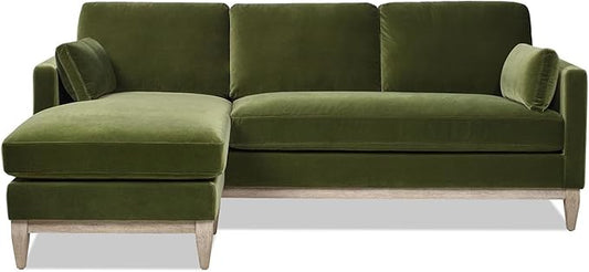 Jennifer Taylor Home Knox 89" Modern Farmhouse Reversible Chaise Sectional Sofa, Olive Green Performance Velvet