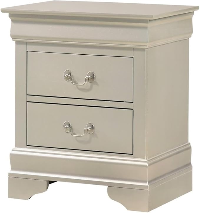 Glory Furniture Louis Phillipe 2 Drawer Nightstand in Silver Champagne by Glory+Furniture