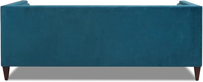 Jennifer Taylor Home Jack 84" Modern Tuxedo Tufted Sofa, Satin Teal Blue Velvet