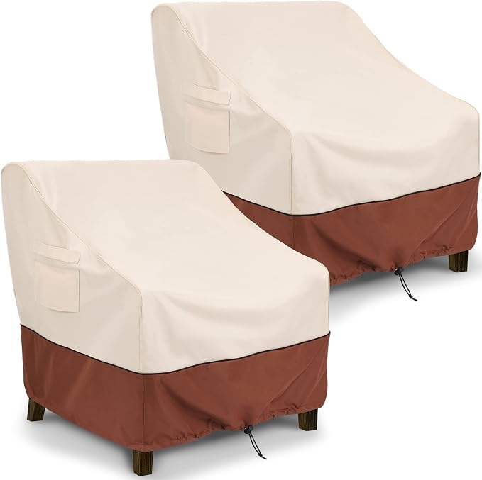COSFLY Patio Furniture Covers 2 Pack, 600D Waterproof Outdoor Chair Covers for Deep Chairs, All-Weather UV Resistant Protection with Adjustable Straps & Air Vents, Fits up to 29" W x 30" D x 36" H by COSFLYFurnitureSetCovers