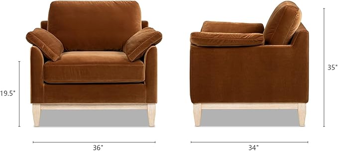 Jennifer Taylor Home Pasadena 36" Wide Modern Farmhouse Accent Arm Chair, Burnt Orange Performance Velvet