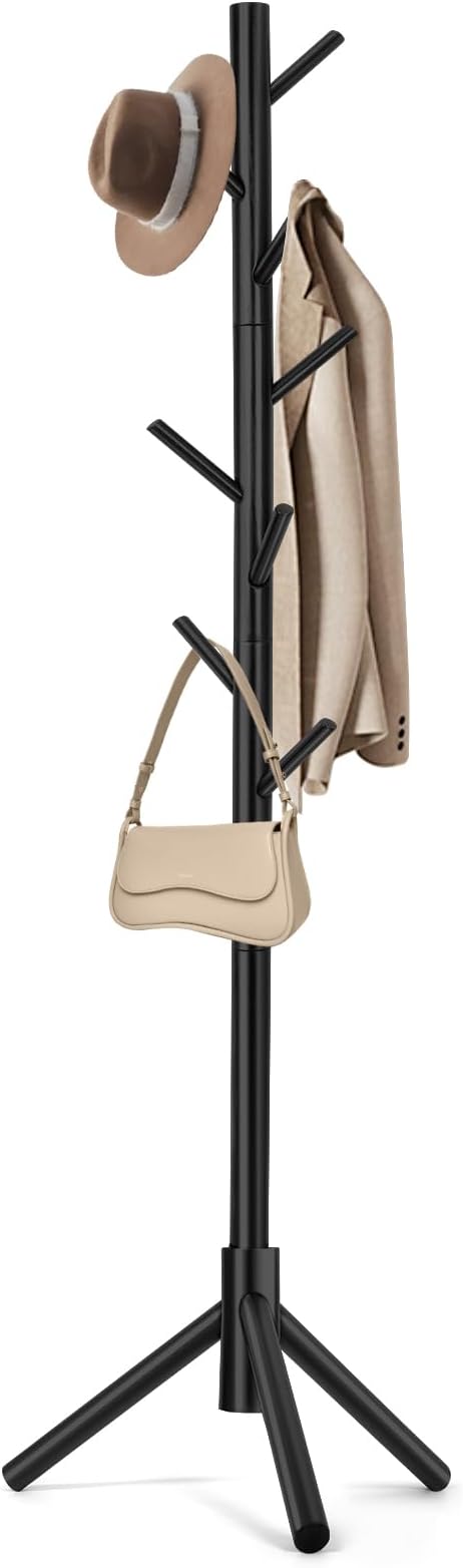 WANGMUXIA Coat Rack, Freestanding Coat Rack with 8 Hooks and 3 Adjustable Size Tree Coat Racks for Bedroom, Hallway, Entrance, Office, for Hats, Coats, Scarves, Handbags by WANGMUXIA