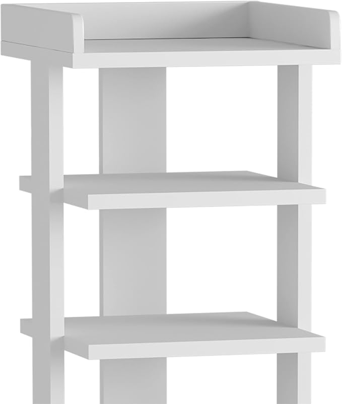 HOMEFORT 7-Tier Wood Shoe Rack, Entryway Shoe Tower,Vertical Shoe Organizer, Wooden Shoe Storage Stand, White - Image 9
