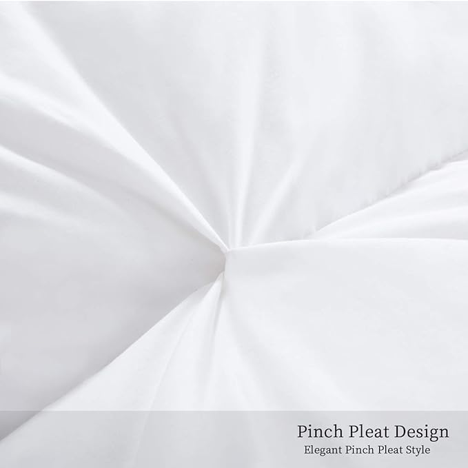 HOMBYS 120x128 Oversized King Feather and Down Comforter, White Pinch Pleat Thick Duvet Insert with 100% Cotton Cover, Oversized Extra Large Fluffy Palatial King Comforter for All Season