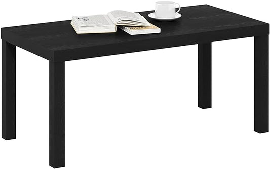 Furinno CLASSIC Coffee Table, Modern Rectangle Coffee Table with 1.8" Triple Thick Tabletop, Side Table, Toolless Assembly, for Living Room, Home Office, Black