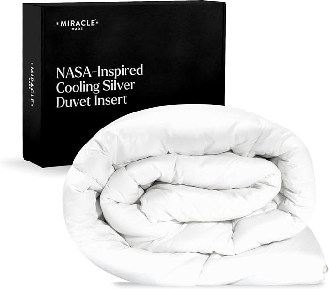 Miracle Made All-Season Duvet Insert Comforter – Silver-Treated Breathable Cotton Fabric, Pet Hair Resistant, Cool-to-The-Touch Bedding – its King/CaliKing Bed Cover, White