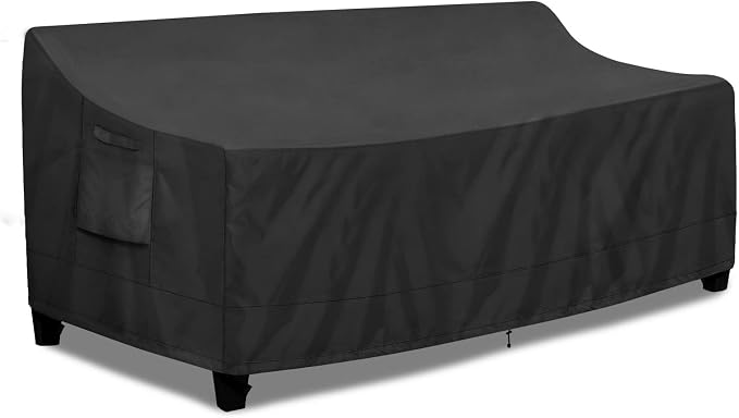 PureFit Outdoor Couch Cover Waterproof Patio Sofa Furniture Covers, 4-Seater Outdoor Cover with Air Vent and Handles, 104W x 40D x 35H Inches, Black by PureFit