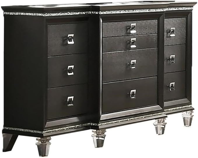 Best Quality Furniture Lavish 3 Piece Gray Bedroom Set with Light up Headboard in California King