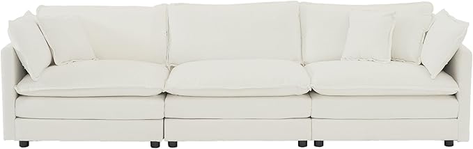 Luxury Modular Sectional Sofa with Ottoman, 111.5" Overstuffed U-Shaped Cloud Sofa, Premium Chenille Fabric Deep Seat Couch, Extra Wide Sectional for Living Room, Apartment & Office | Layer Cushions