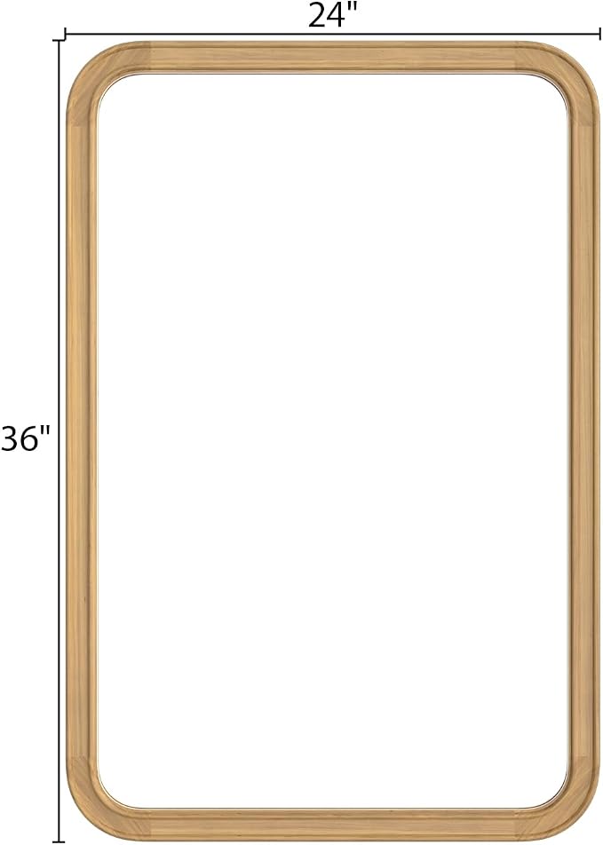 HOMECOOKIN Wood Bathroom Mirrors for Wall Mounted, 24" x 36" Rustic Wood Frame Wall Mirrors Decorative for Living Room or Bedroom Vanity Mirror (Natural) HH - Image 6