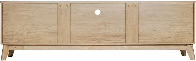 Flash Furniture Hatfield Mid-Century Modern TV Stand for 65+ Inch TV's - Light Natural Laminate Finish - 70" Media Center - Adjustable Center Shelf - Soft Close Doors - Image 5