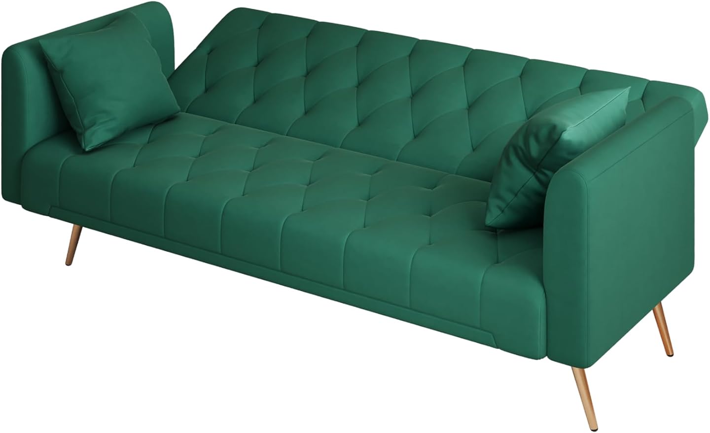 KEIKI 71 INCH Loveseat Sofa with Adjustable Backrest, Upholstered 2 Seater Velvet Couch for Living Room Bedroom Office Apartment, Green
