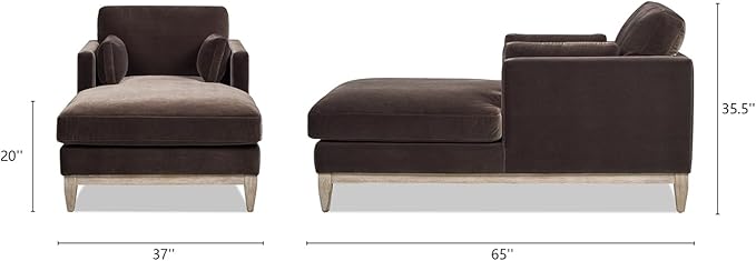 Knox 65" Modern Farmhouse Chaise Lounge Chair, Deep Brown Performance Velvet