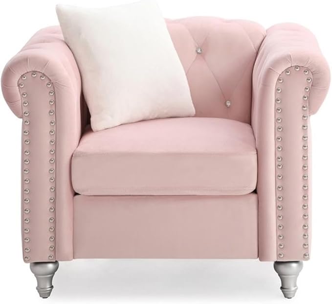 Glory Furniture Raisa Velvet Chair in Pink