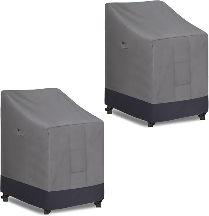 Easy-Going Heavy Duty Outdoor Stackable Chair Cover, Waterproof Patio Chair Cover, Windproof Outdoor Furniture Cover with Air Vent (2 Pack-28Wx36Dx47H inch, Gray/Dark Gray) by Easy-Going