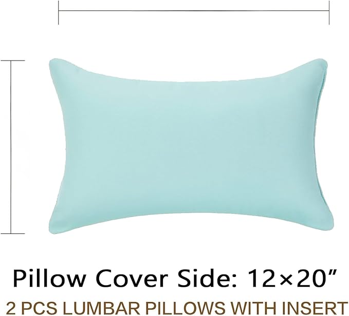 JMGBird Outdoor Lumbar Pillows with Insert 12x20 Inch Outdoor Pillows for Patio Furniture Decorative