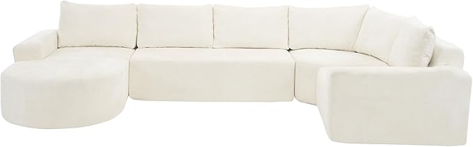 Ball & Cast Oversized Modular Sectional Sofa Cloud Couch,141.7" Modern Upholstered Couch w/Deep Seat Comfy Couches,Minimalist Sleeper Sofas,for Living Room,Apartment,Beige