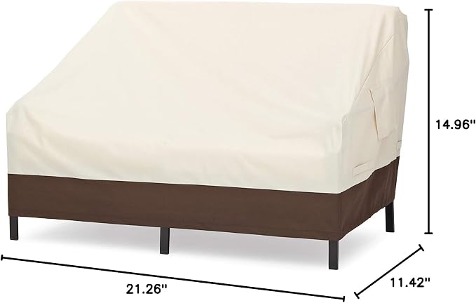 Amazon Basics 2-Seater Deep Lounge Sofa, Outdoor Couch and Patio Furniture Cover, Waterproof, Anti-UV, Water Resistant, Durable, Beige/Tan - Image 6