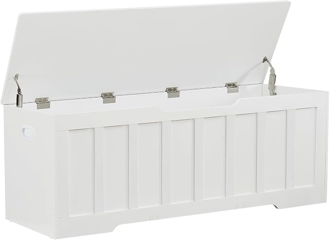 VANKILEY 51.2" Storage Chest Extra Large,Storage Bench with 2 Safety Hinges,Shoe Bench,51.2 * 15.7 * 19.1 inches,Wooden Trunk for Bedroom,livingroom,entryway,Supports 220 lb,Easy Assembly(White). by Unknown