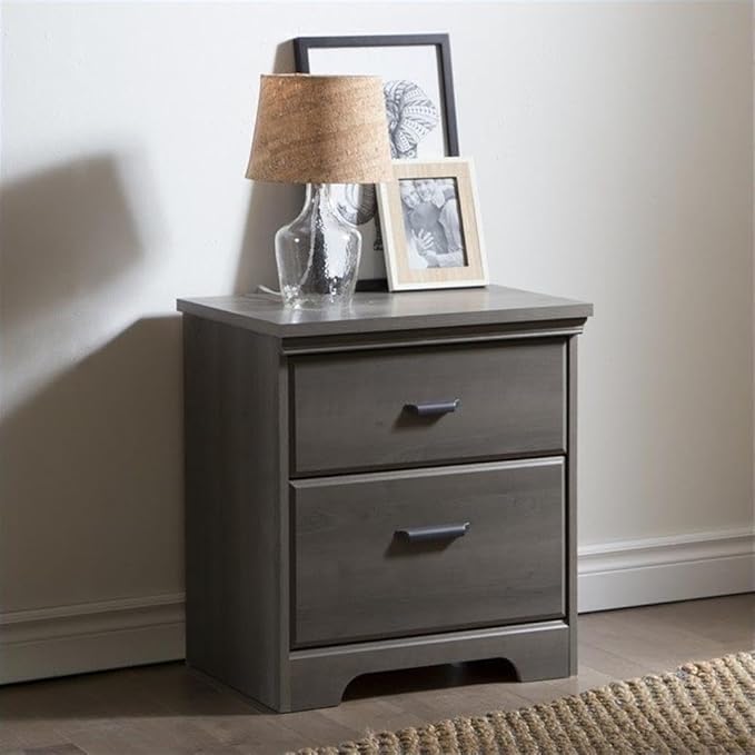 Home Square 2 Piece Set with 6 Drawer Dresser and 2 Nightstands in Gray Maple