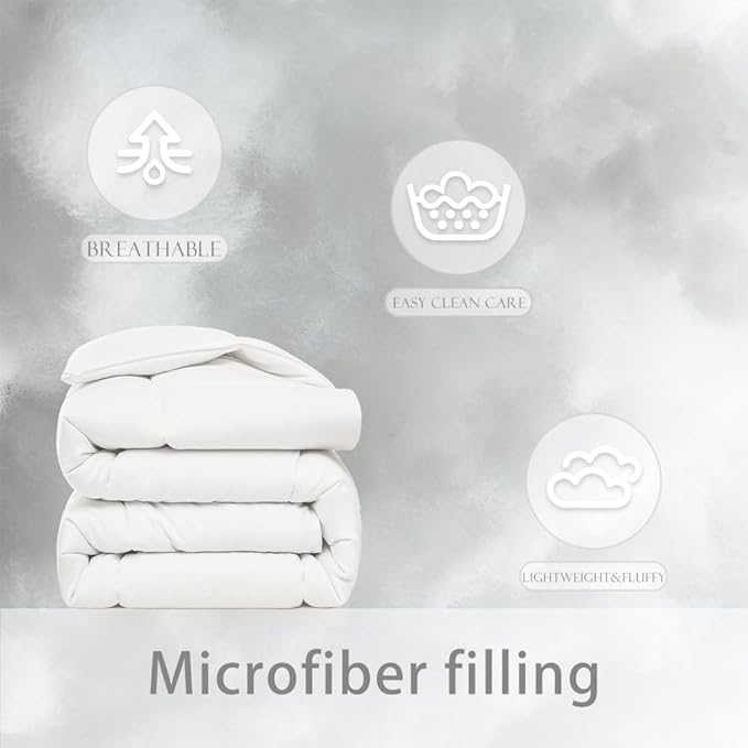 ACCURATEX Super King Lightweight Duvet Insert 120x120 - Summer Bedding Comforter - 250GSM Filled Thin Duvet - Soft & Breathable, Quilted Comforters with 8 Tabs,White, Super King