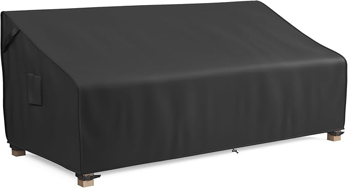 MR.COVER 3-Seater Outdoor Couch Cover, Patio Furniture Covers Waterproof, Fits up to 88W x 40D x 35H inches, with Air Vent and Handles, Black by MRCOVER