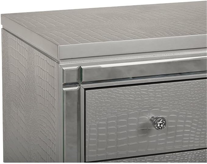 New Classic Furniture Valentino Solid Wood 3-Drawer Nightstand, Silver - Image 6