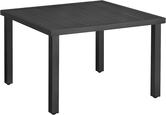 ONBRILL Small Outdoor Coffee Table, 28 Inch Square Patio Coffee Table, Metal Coffee Table for Porch, Backyard, Poolside, Balcony - Black - Image 9