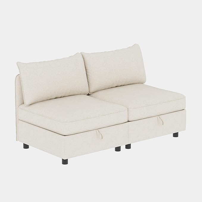 ERYE Loveseat Modular Storage Sectional Sofa Customizable Seating Group Sofa&Couch with Movable Backrests and Armrests,2 Seater Chenille Upholstered Love Seat Sofa Couch for Living Room