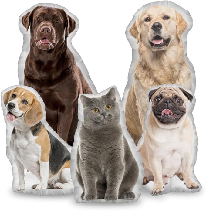 Custom Pet Pillow with Photo - Personalized Face Dog Cat Shaped Pillow - Personlized Pet Memorial Gifts for Loss of Dogs - Birthday Gift for Pets Lover - White Elephant Gift for Mom Dad
