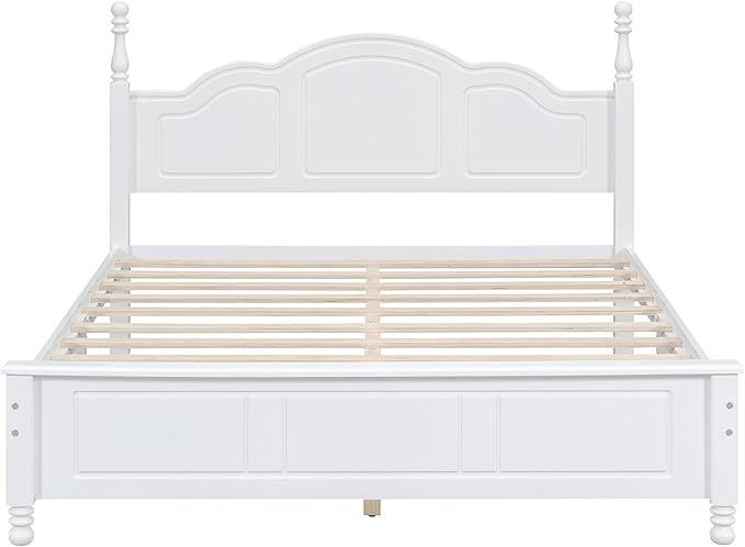 Harper & Bright Designs 3 Pieces Queen Bedroom Sets, Wooden Queen Size Platform Bed Frame with 2 Nightstands, Retro Design Queen Bedroom Furniture Sets, Easy to Assemble,White