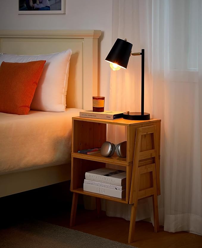 Pipishell Nightstands Set of 2, Bamboo Stackable Bedside Table, Night Stands with Storage Shelf, Small Bed Side Tables, 2-Tier End Table for Bedroom, Dorm and Small Space Storage (Natural) - Image 8