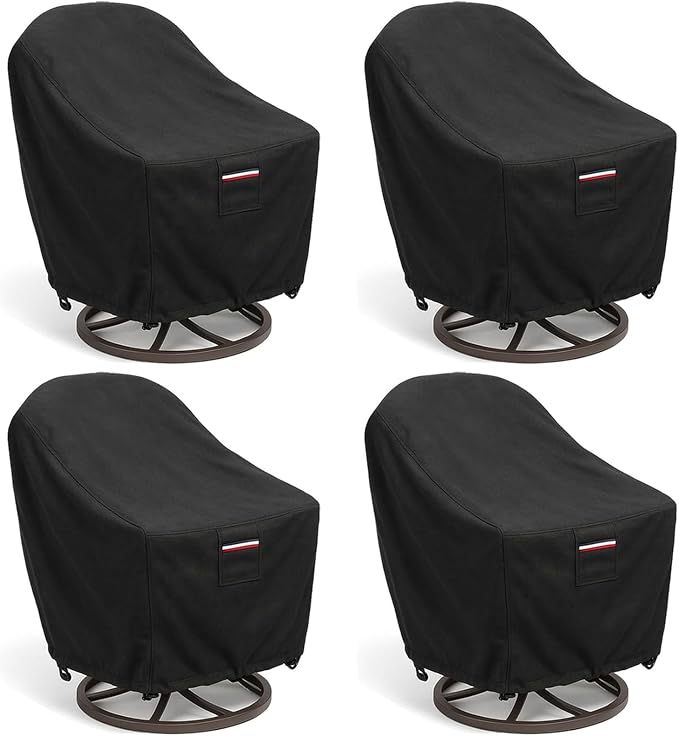 Outdoor Patio Chair Covers 4-Pack, Heavy Duty 600D Oxford Fabric, Weather Resistant Waterproof Furniture Protectors, 33x35x36 Inches, Black by Unknown