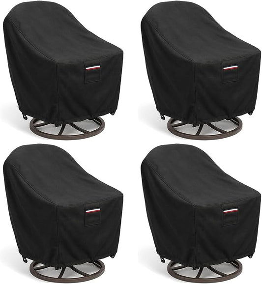 Outdoor Patio Chair Covers 4-Pack, Heavy Duty 600D Oxford Fabric, Weather Resistant Waterproof Furniture Protectors, 33x35x36 Inches, Black by Unknown