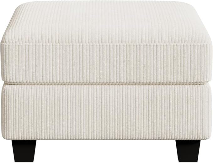 HONBAY Modern Corduroy Ottoman Module Sofa, 28.4 Inch Square Ottoman Bench with Storage, Beige