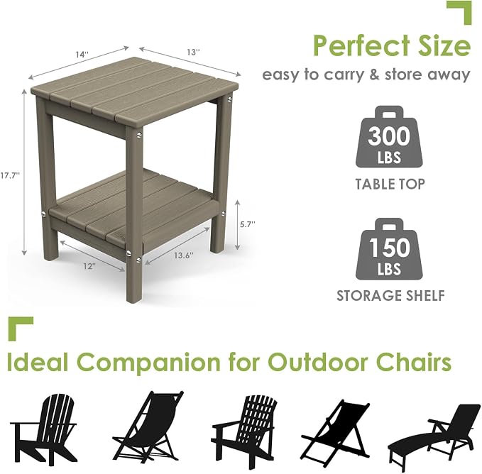 GREENVINES Outdoor Rocking Chair Set | 3-Piece | Desert Brown Wood Grain | 2 Rocking Chairs with 1 Side Table | Porch Rocker | HDPE Plastic | Patio Furniture Sets - Image 4