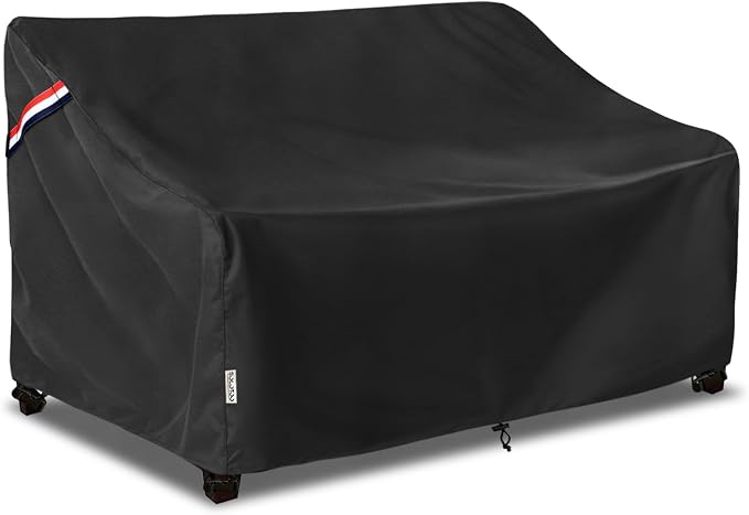 Outdoor Couch Cover Waterproof Heavy Duty Patio Furniture Covers, 60W x 35D x 35H Inches 2 Seater Outdoor Sofa Cover (Black) by SoloToo