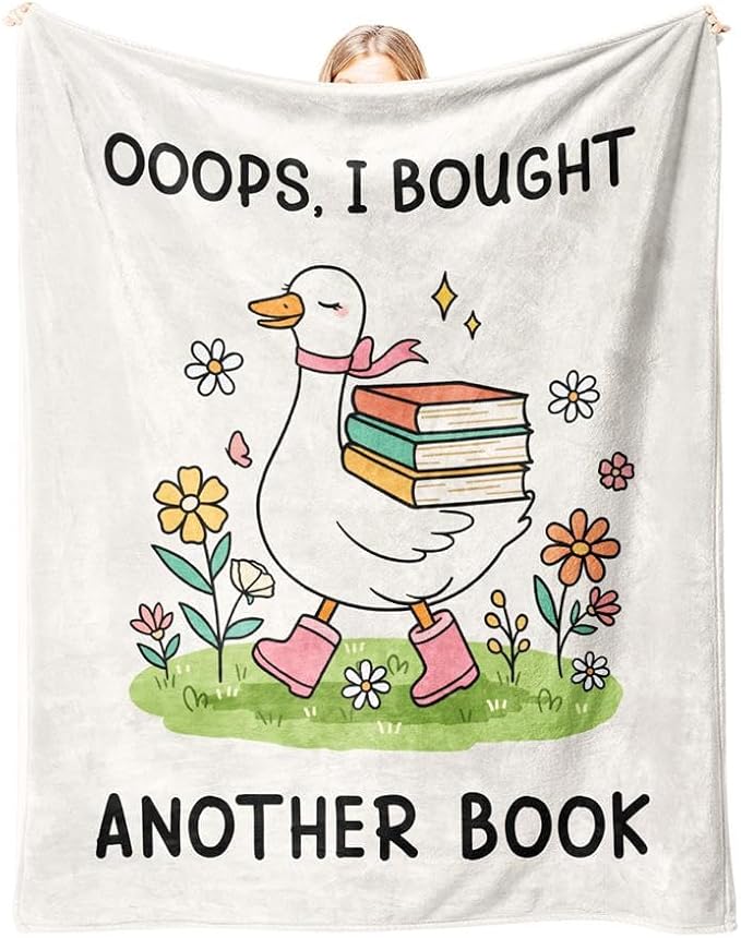 Book Lovers Gifts for Women, Flannel Soft Reading Blanket Decor, Reading Accessories for Bookish Bookworm Reader - I Bought Another Book - 50" x 60"