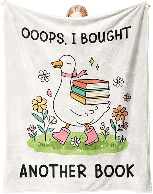 Book Lovers Gifts for Women, Flannel Soft Reading Blanket Decor, Reading Accessories for Bookish Bookworm Reader - I Bought Another Book - 50" x 60"
