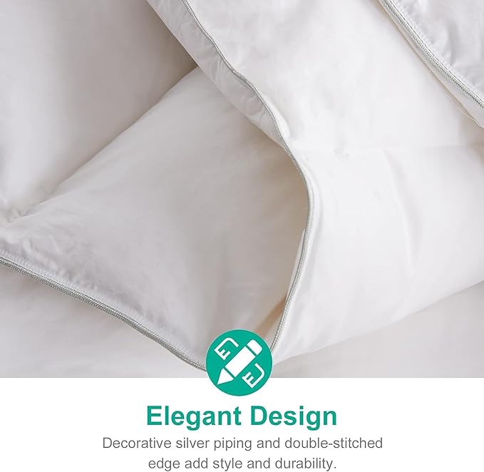 APSMILE All Season Down Feather Fibers Comforter King Size - Ultra-Soft High Fill-Power Hotel Collection Duvet Insert, Fluffy Medium Warm Quilt Comforter with Corner Tabs(106x90, White)