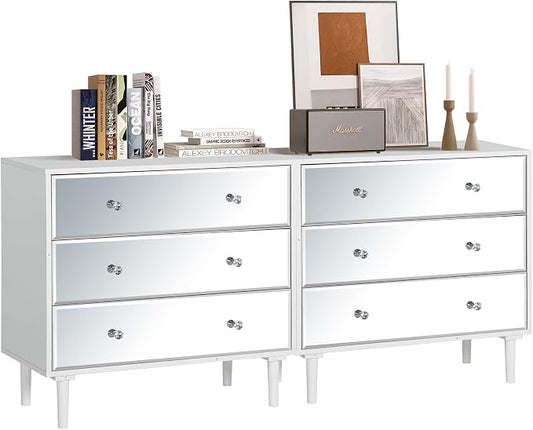 STHOUYN White Nightstand Set of 2 with 3 Drawers, Mirrored Bed Side Tables Bedroom, Modern Bedside Table Set of 2 with Storage, Decorative Night Stand for Living Room(White) by STHOUYN