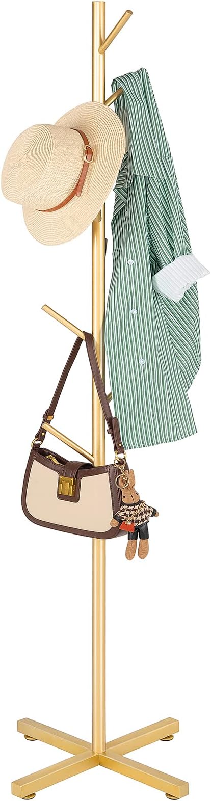 ZOZOE Metal Coat Rack Stand, Modern Coat Rack Freestanding with 8 Hooks, Coat Racks Easy to Assemble, Coat Tree Stand for Bags, Hats, Entryway, Office (Golden) by ZOZOECoatRackfreestanding