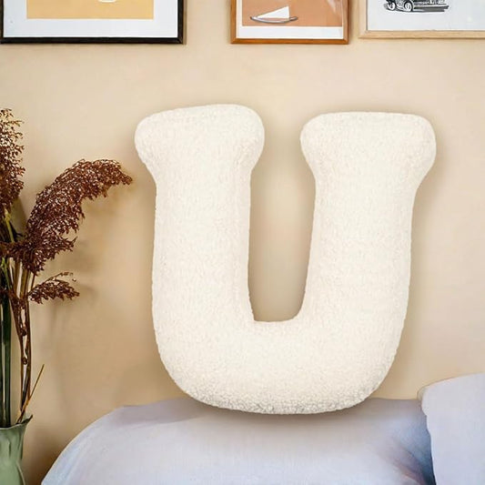 Letter Plush Pillow, Letter Hugging Throw Pillows, Decorative Initial Letter Shaped Throw Pillows for Bed Couch, Letter Pillows English Alphabet A to Z for Sofa Bedroom Living Room Decor (U)