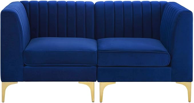 Modway EEI-4346-NAV Triumph Channel Tufted Performance Velvet Loveseat, Navy